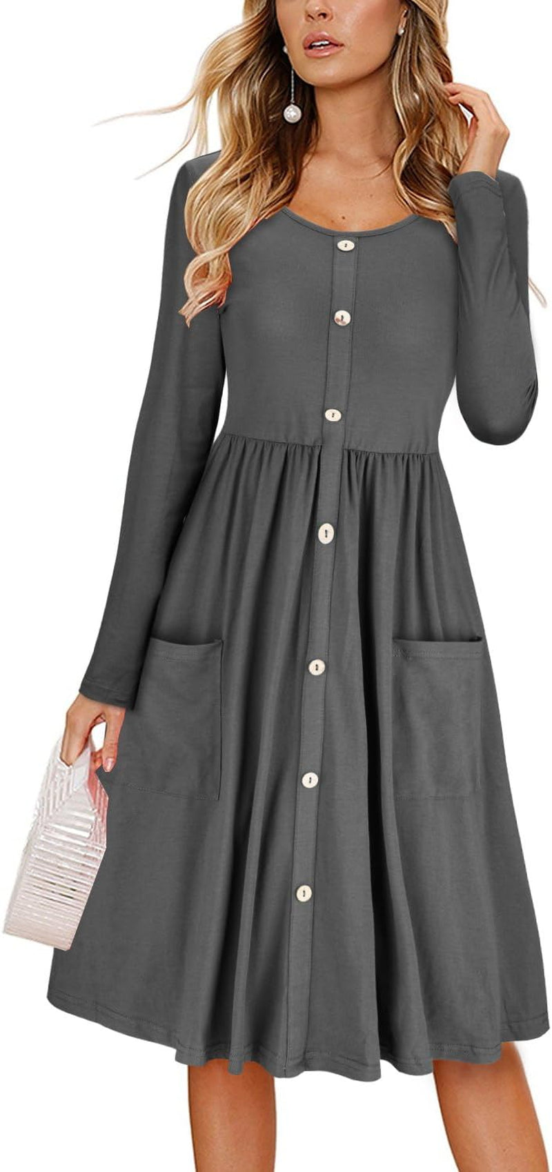 Women'S Summer Casual Sundress Button Sleeveless Spaghetti Strap Dress