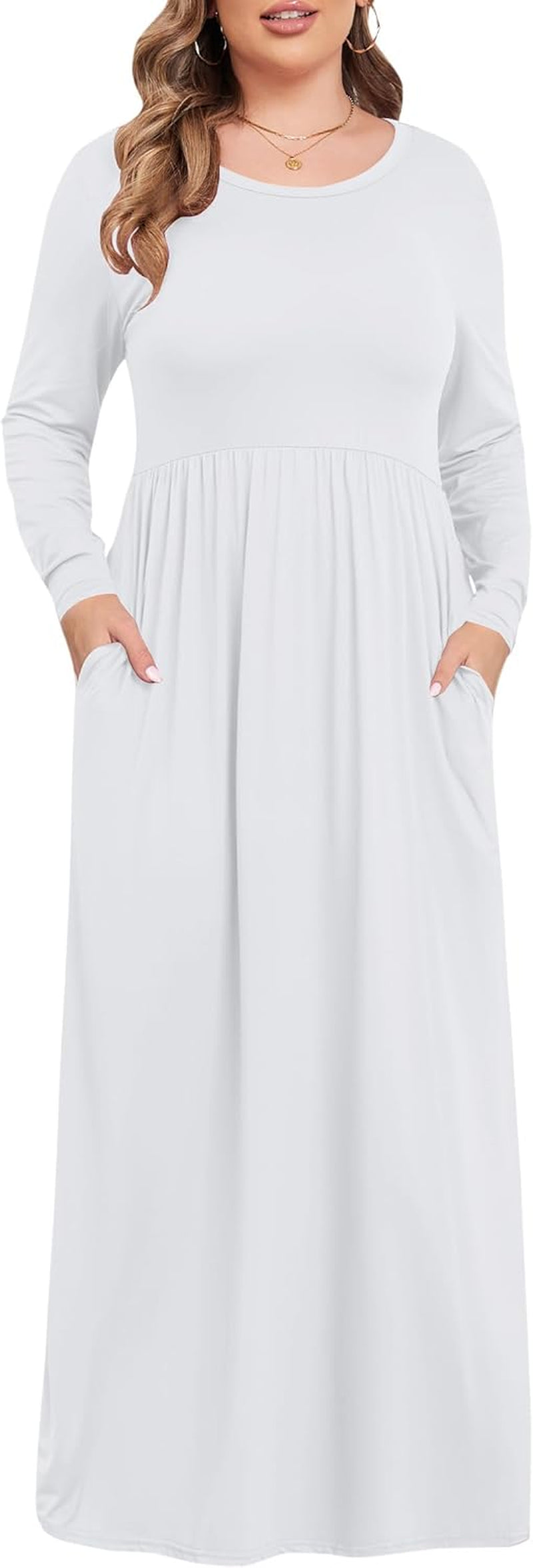 Women'S plus Size Maxi Dresses for Curvy Women Long Sleeve Casual Dress