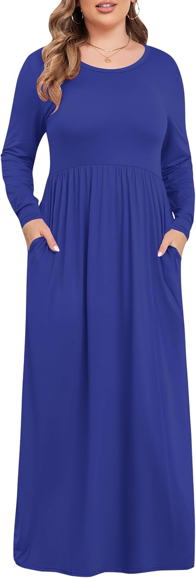 Women'S plus Size Maxi Dresses for Curvy Women Long Sleeve Casual Dress
