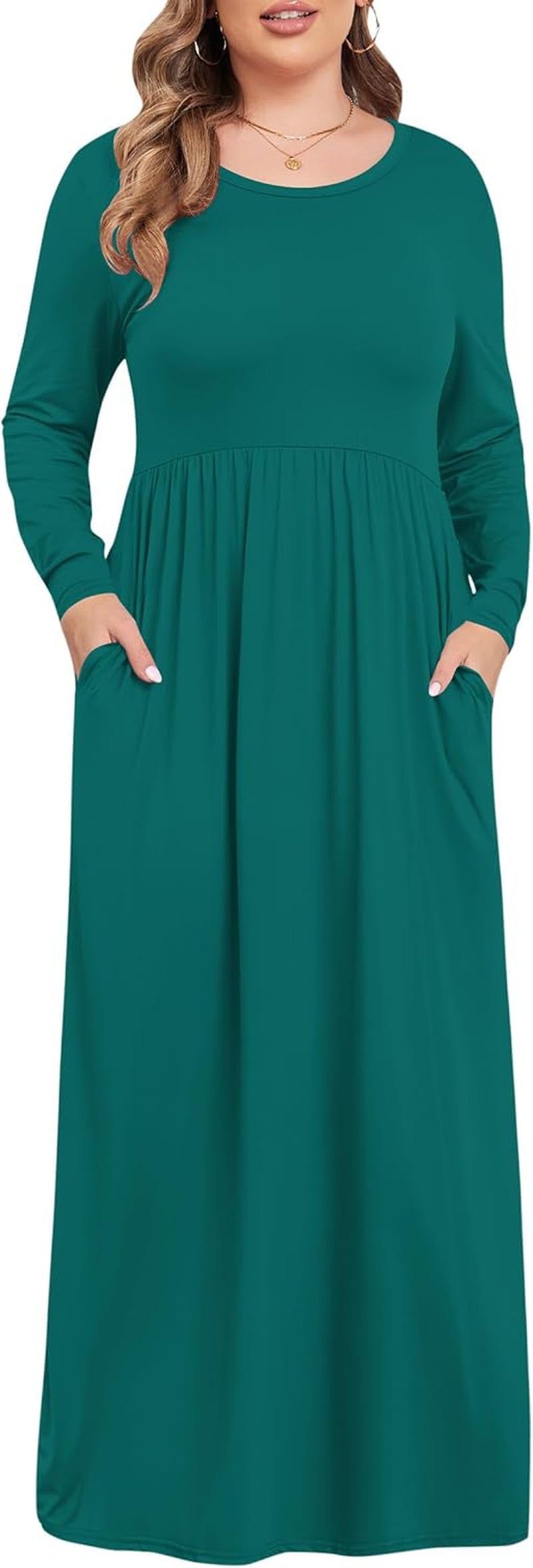 Women'S plus Size Maxi Dresses for Curvy Women Long Sleeve Casual Dress